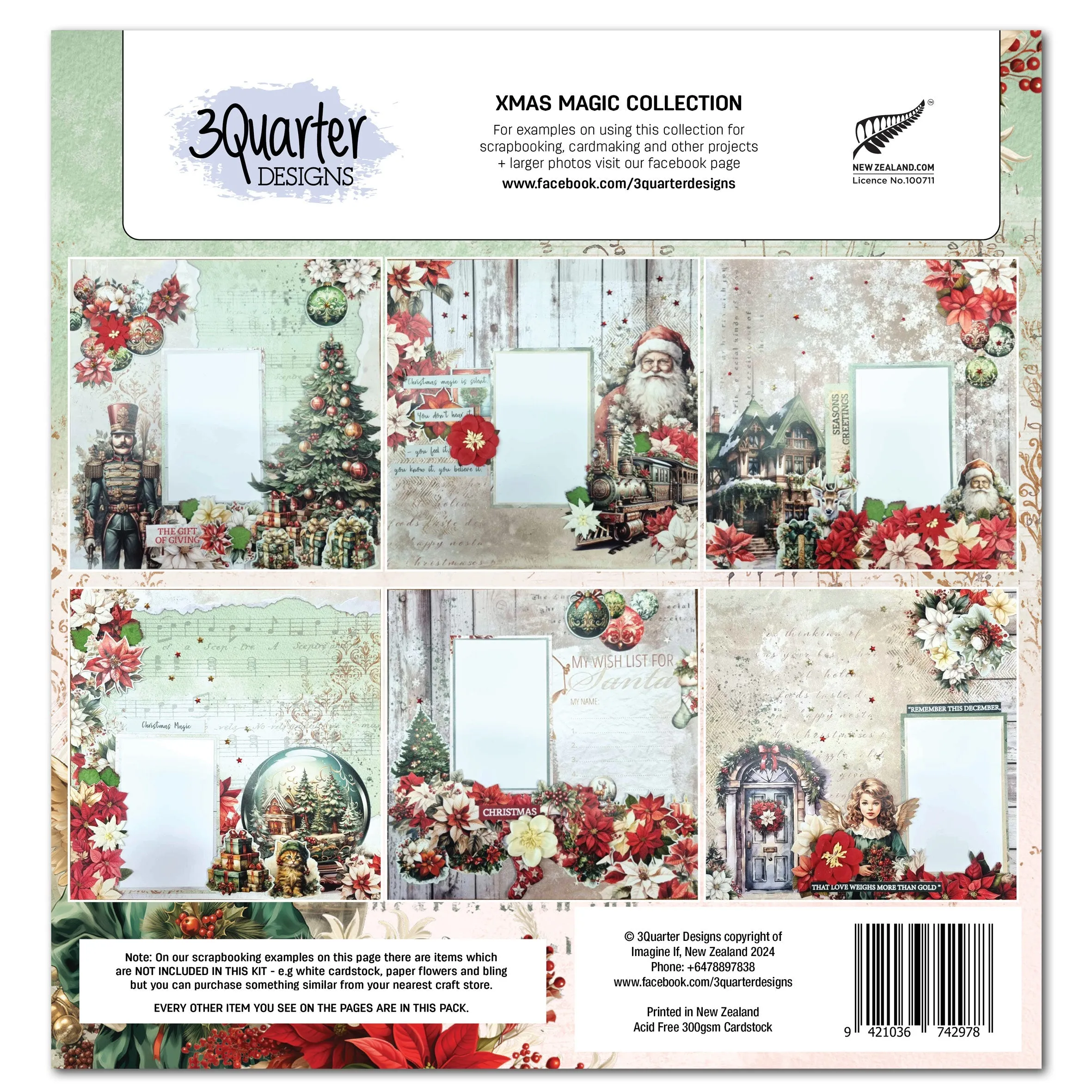 3Quarter Designs Xmas Magic 12x12 Design Paper & Diecuts Set