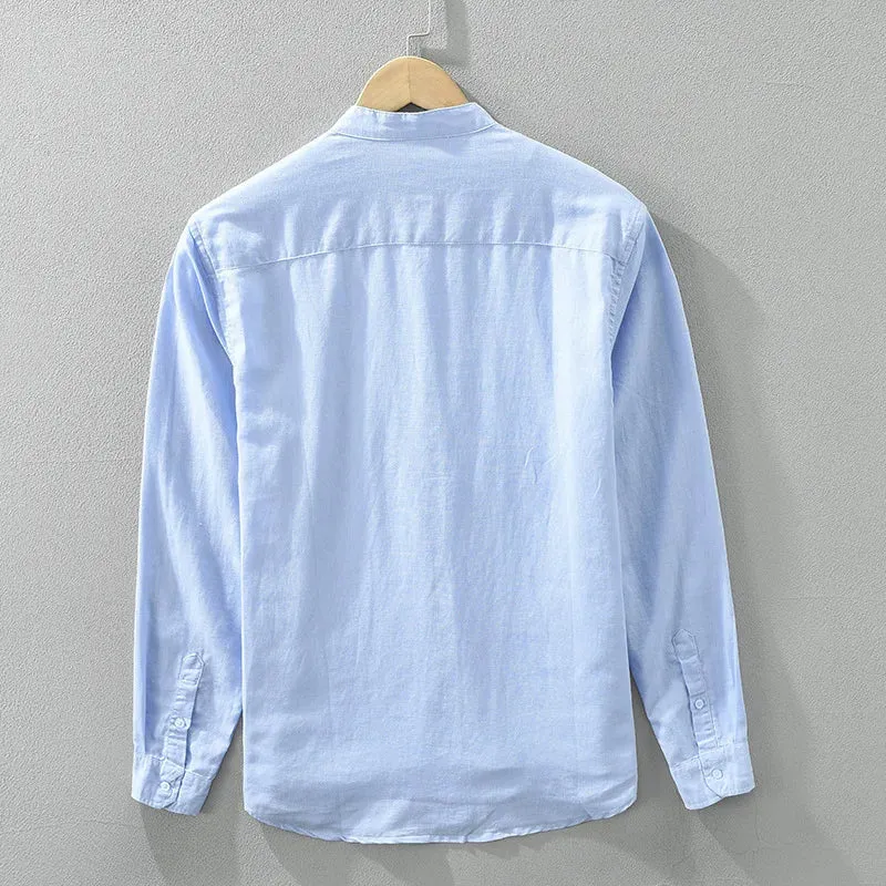 Aidase Soft Washed Cotton Linen Men Shirt 2024 Spring Autumn Japan Style Fashion Long Sleeve Blouses for Youth Fall Male Casual Coats