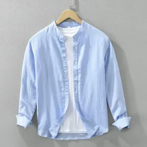 Aidase Soft Washed Cotton Linen Men Shirt 2024 Spring Autumn Japan Style Fashion Long Sleeve Blouses for Youth Fall Male Casual Coats