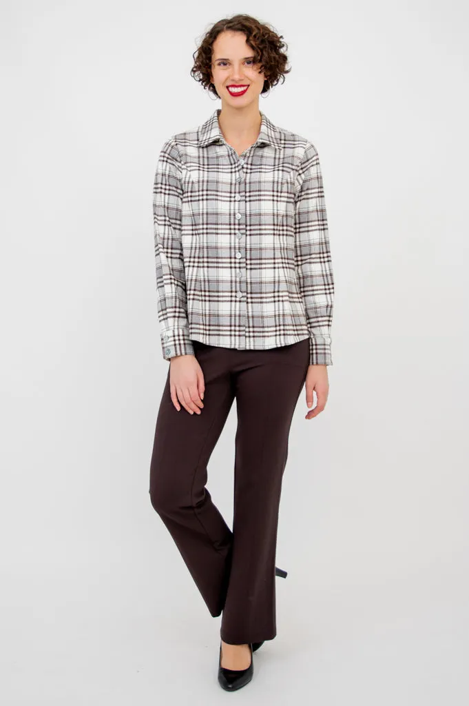 Alexis Top, Coffee Plaid , Cotton