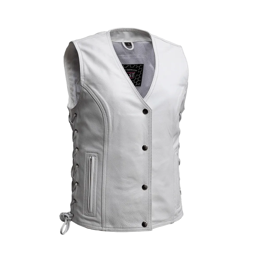 Beryl - Women's Motorcycle Leather Vest - White