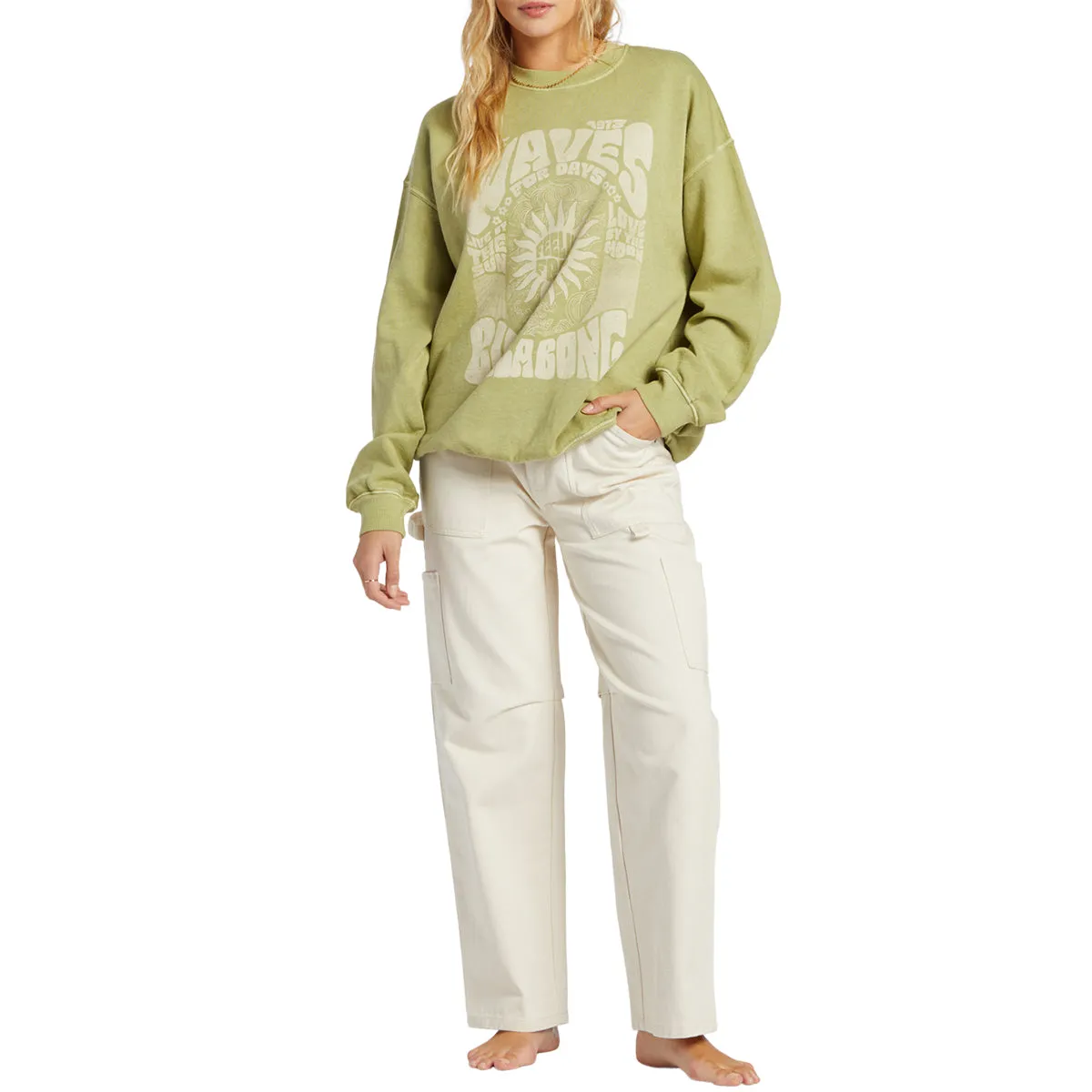 Billabong Women's Ride In Oversized Crew Sweatshirt