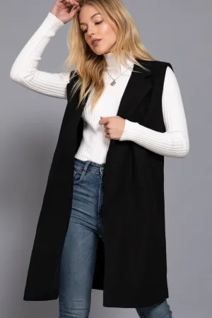 Black Collared Open Vest