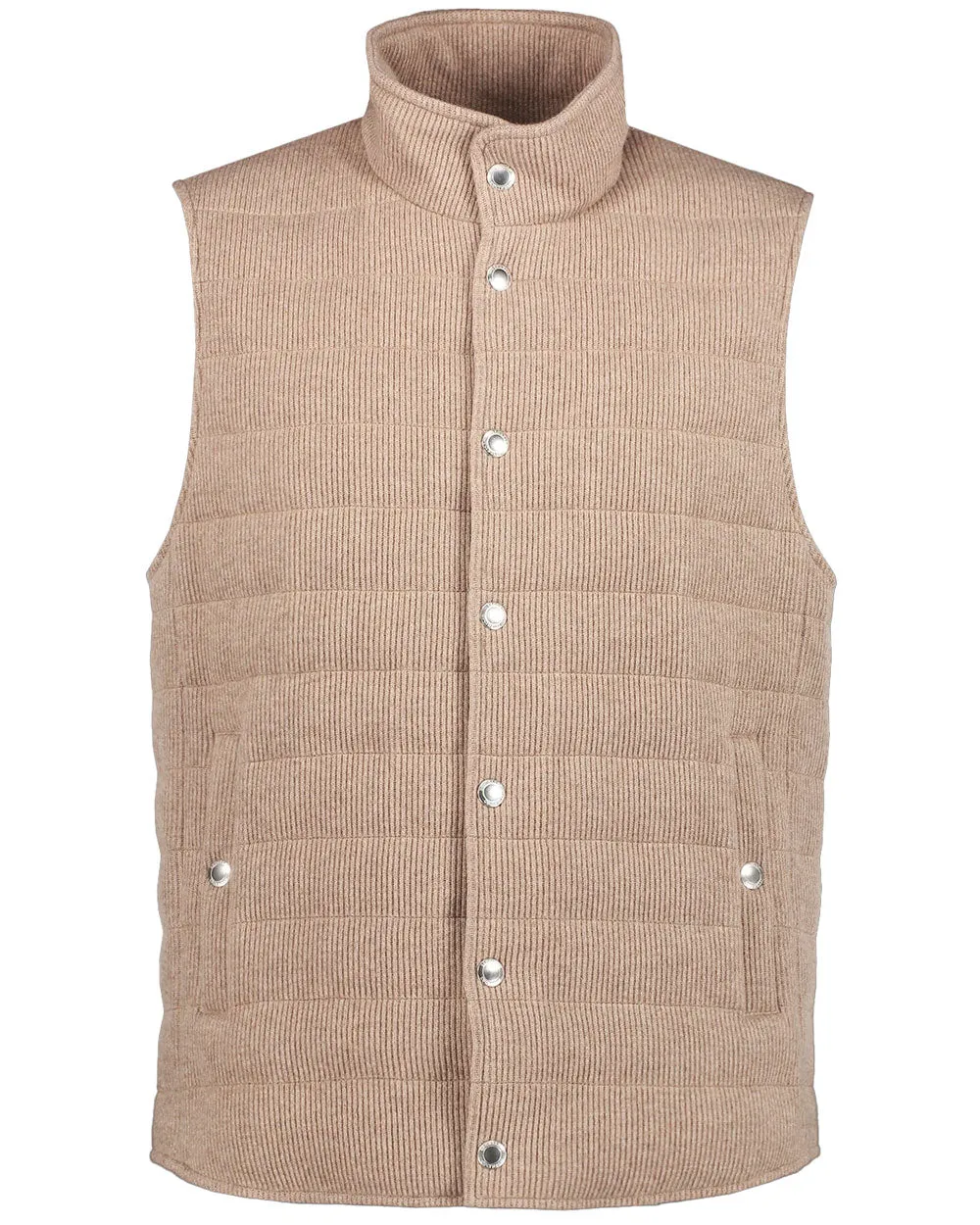 Camel Cashmere Knit Quilted Vest