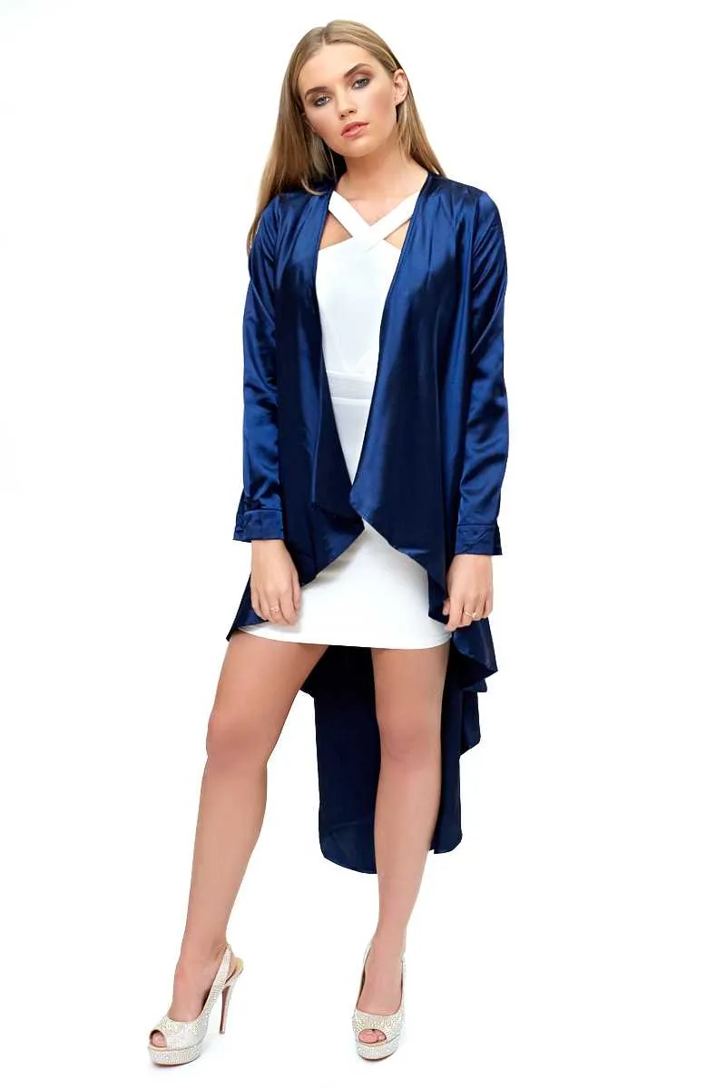 carson - navy silky duster coat