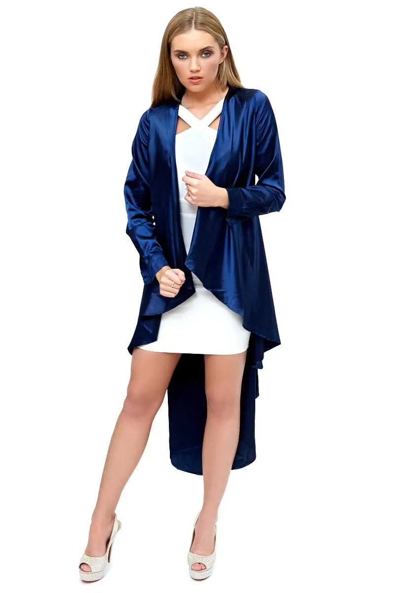 carson - navy silky duster coat