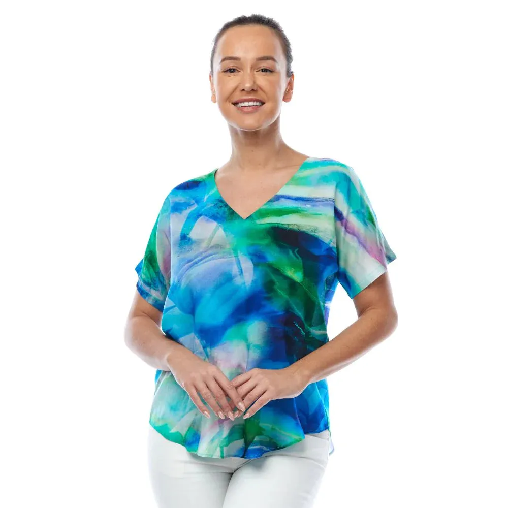 Claire Powell Short Sleeve V-Neck Top (Island Delight)