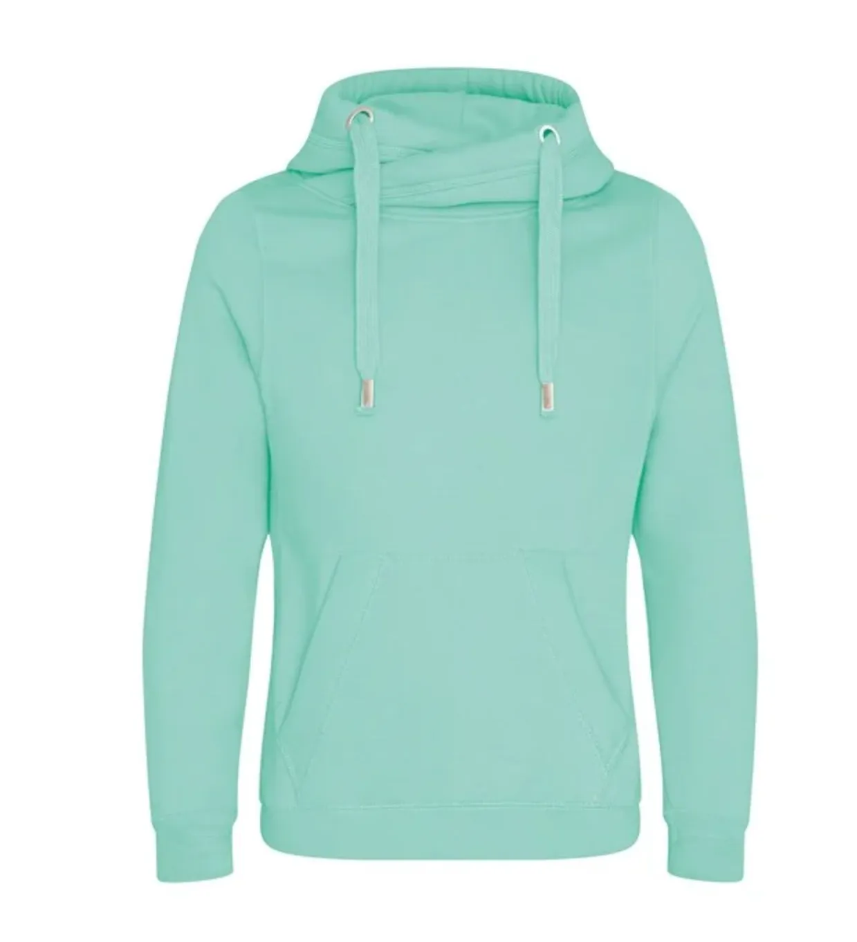 Classic Plain Cowl Neck Luxe Hoodie - Mint