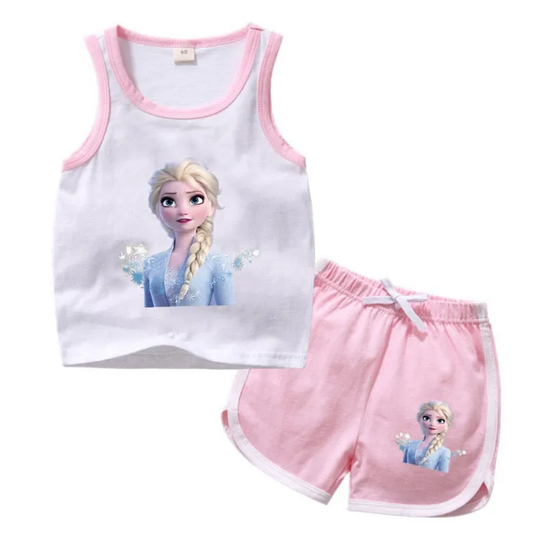 Creative Disney Elsa's Print Tank Tops & Shorts Set