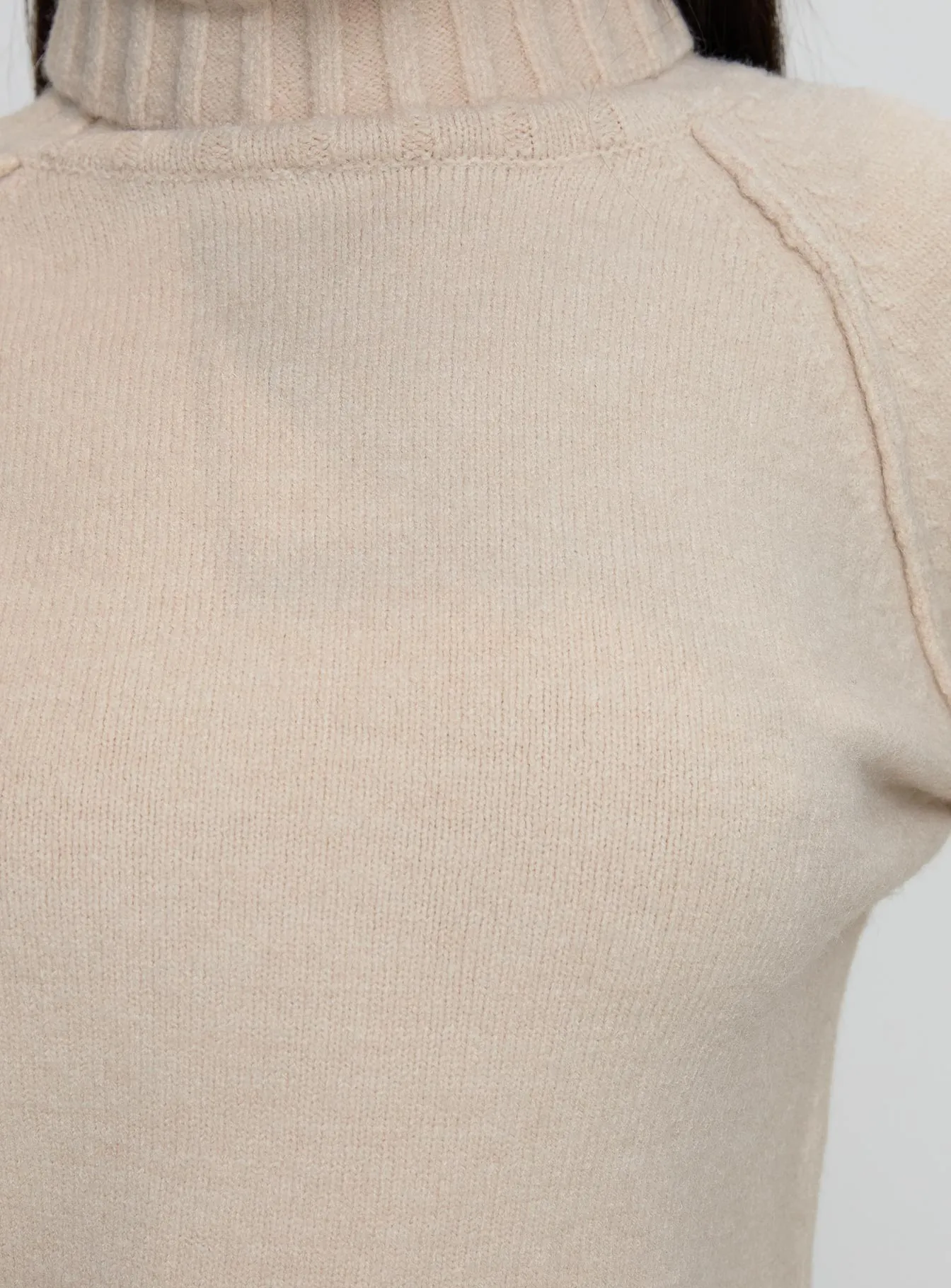 Enrica Funnel Neck Knit Sweater Cream