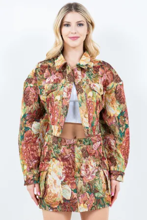 Explore More Collection - American Bazi Jacquard Cargo Cropped Jacket