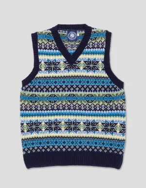 FAIR ISLE V-NECK VEST - NAVY