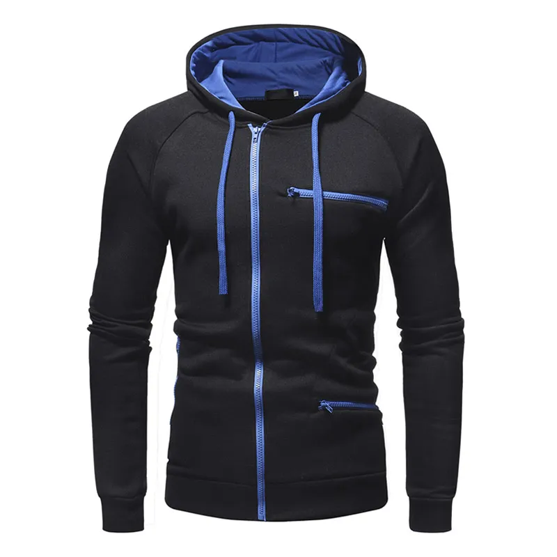 Fashion Solid Color Long Sleeves Zipper Hoodie / Warm Male Sportwear - SF1225