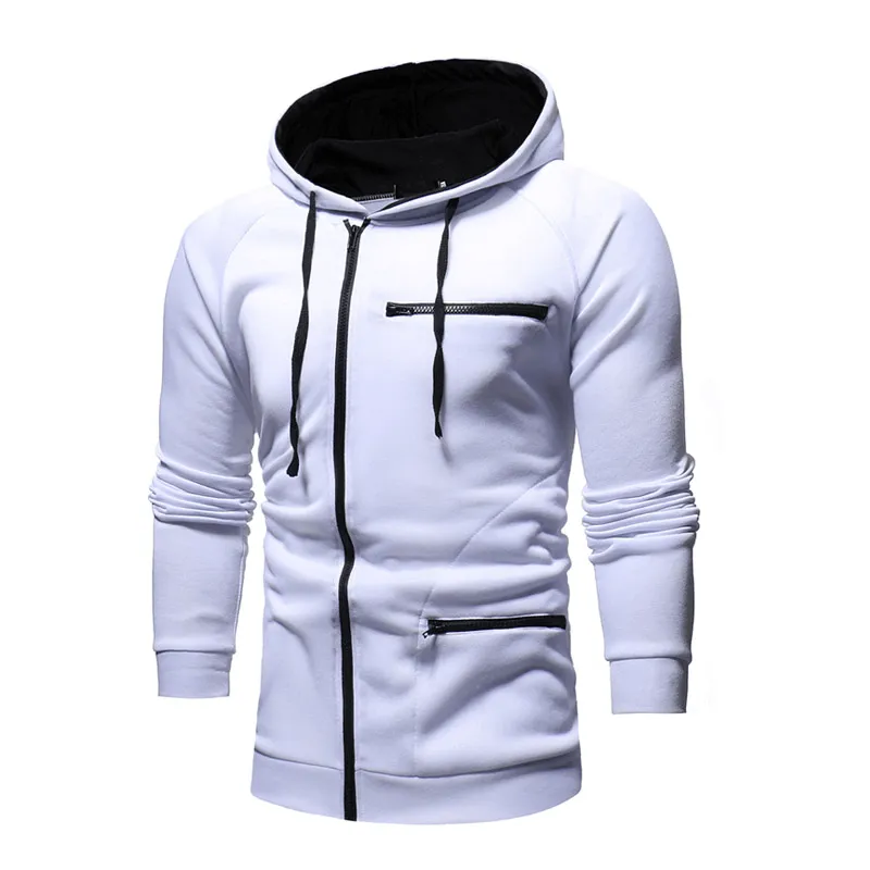 Fashion Solid Color Long Sleeves Zipper Hoodie / Warm Male Sportwear - SF1225