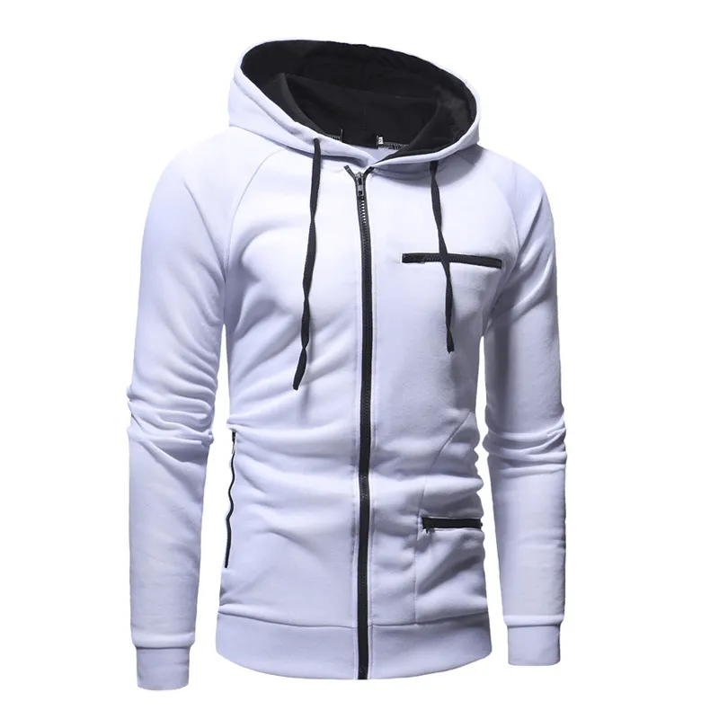 Fashion Solid Color Long Sleeves Zipper Hoodie / Warm Male Sportwear - SF1225