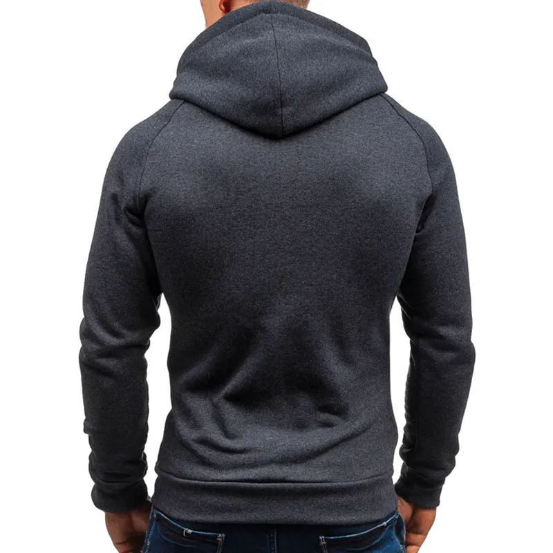 Fashion Solid Color Long Sleeves Zipper Hoodie / Warm Male Sportwear - SF1225