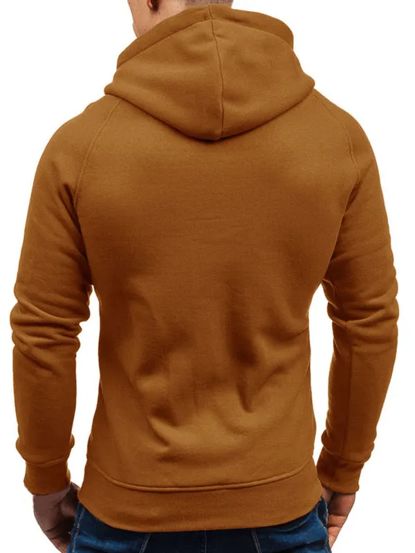 Fashion Solid Color Long Sleeves Zipper Hoodie / Warm Male Sportwear - SF1225