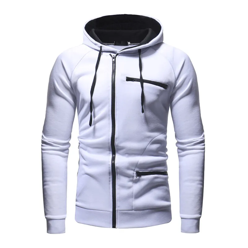 Fashion Solid Color Long Sleeves Zipper Hoodie / Warm Male Sportwear - SF1225