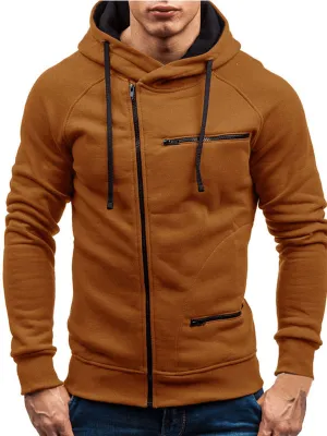 Fashion Solid Color Long Sleeves Zipper Hoodie / Warm Male Sportwear - SF1225