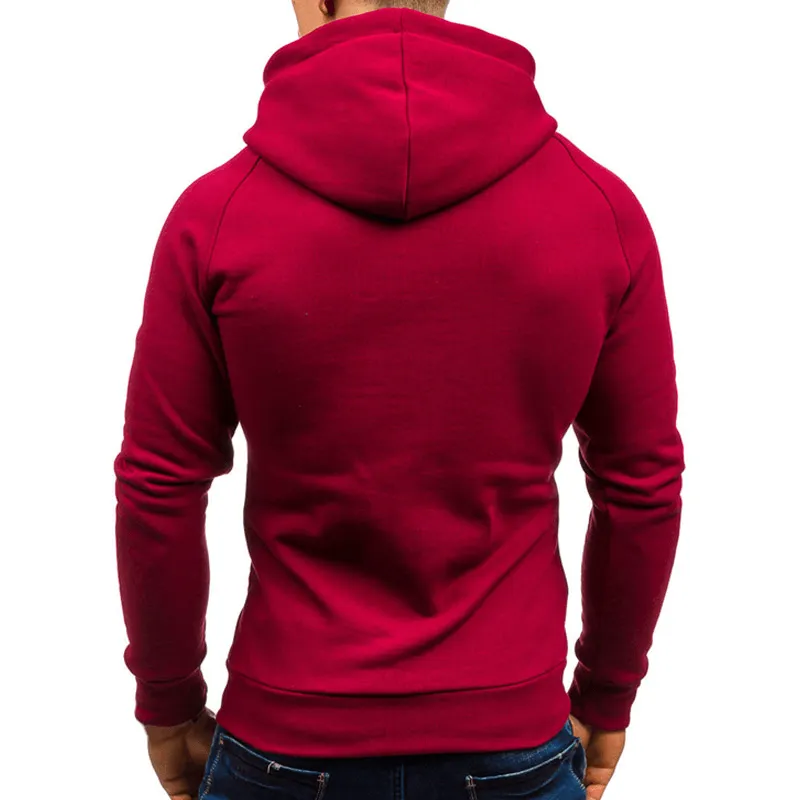 Fashion Solid Color Long Sleeves Zipper Hoodie / Warm Male Sportwear - SF1225