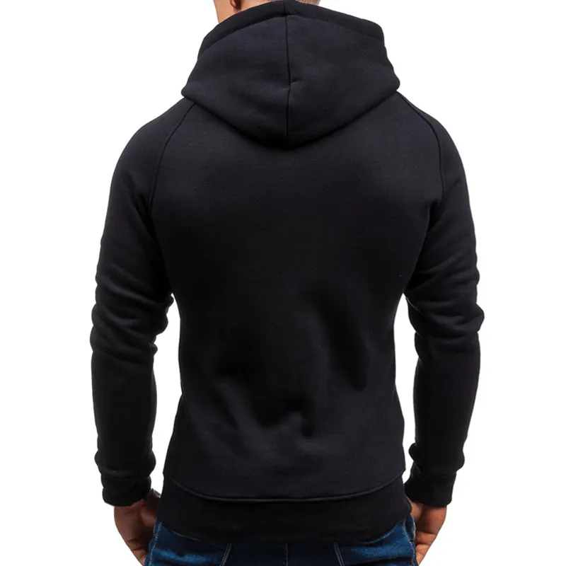 Fashion Solid Color Long Sleeves Zipper Hoodie / Warm Male Sportwear - SF1225