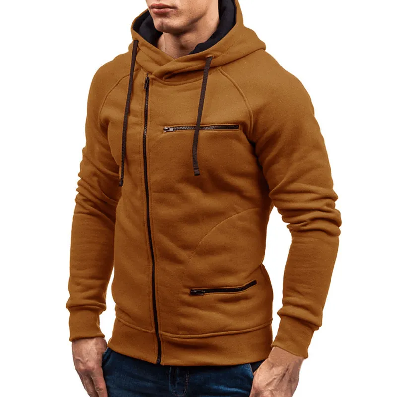 Fashion Solid Color Long Sleeves Zipper Hoodie / Warm Male Sportwear - SF1225