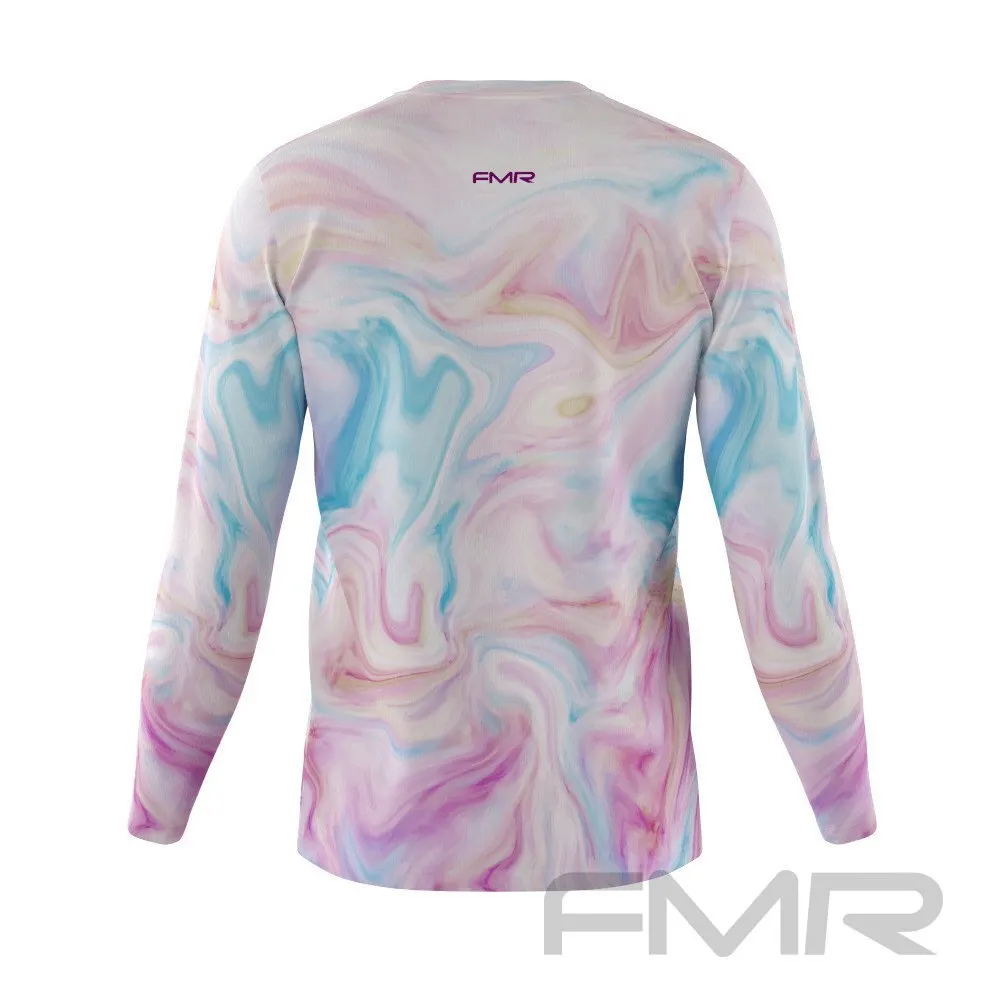 FMR Men's Marble Print Long Sleeve Running Shirt