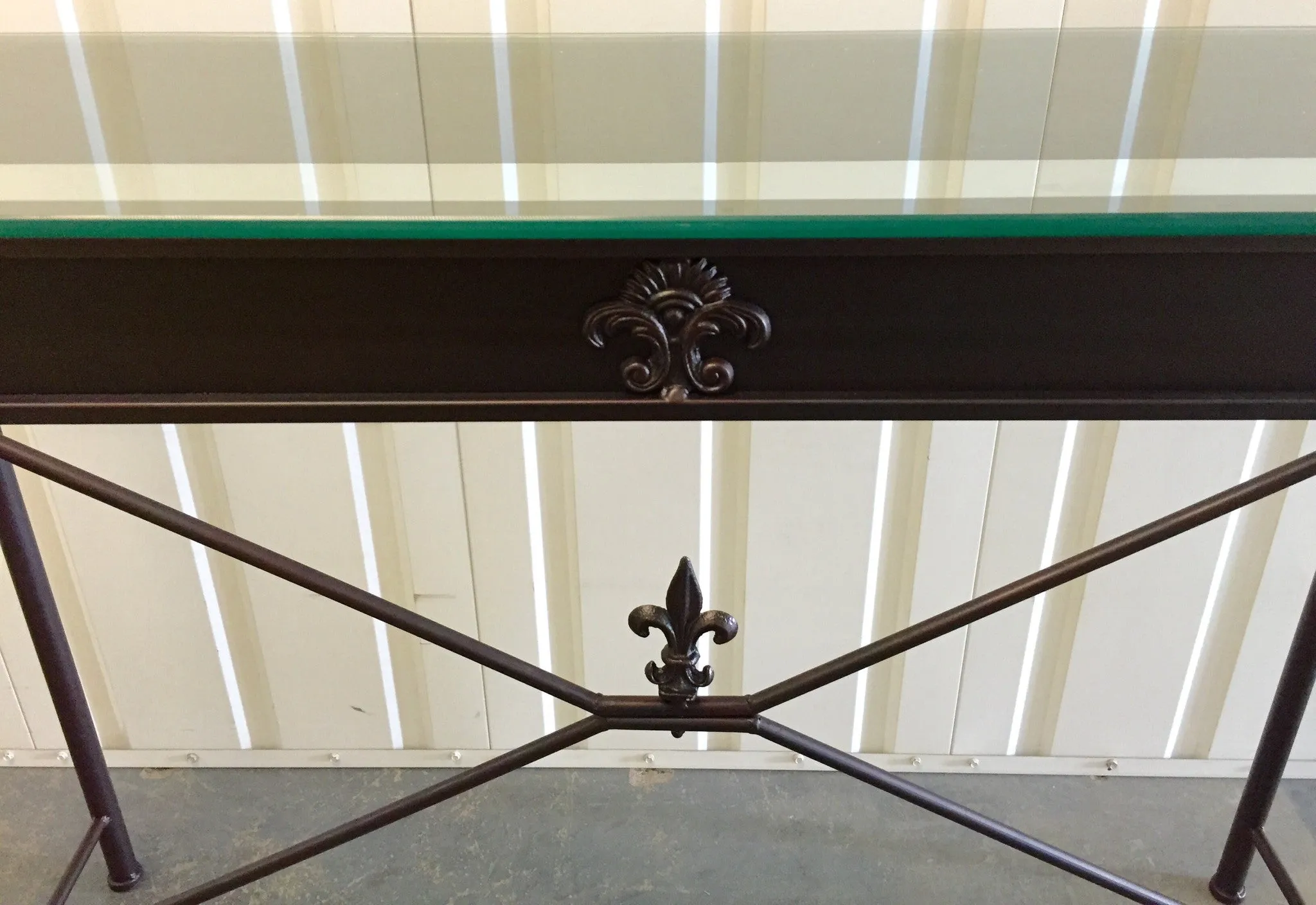 French Country Villa Hall Table Iron Fleur De Lys