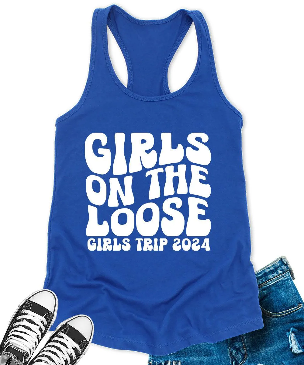 Girls on The Loose 2024 Racerback Tank Top for Women Letter Print Sleeveless Summer Tops