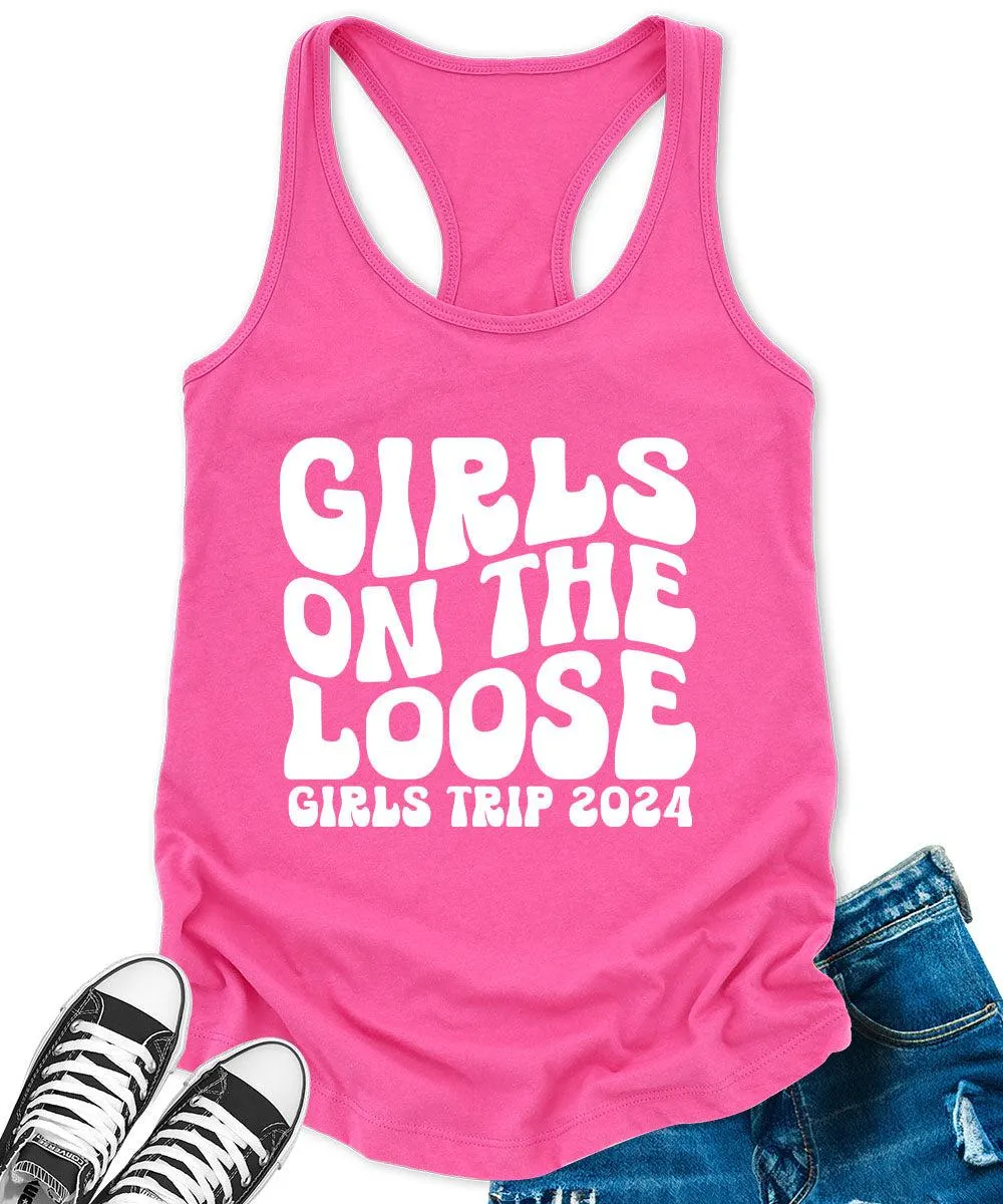 Girls on The Loose 2024 Racerback Tank Top for Women Letter Print Sleeveless Summer Tops