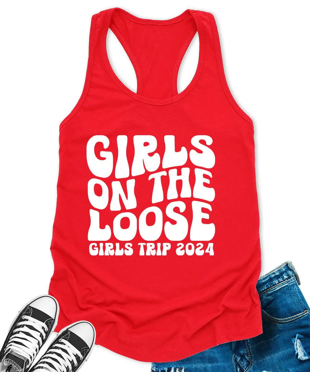 Girls on The Loose 2024 Racerback Tank Top for Women Letter Print Sleeveless Summer Tops