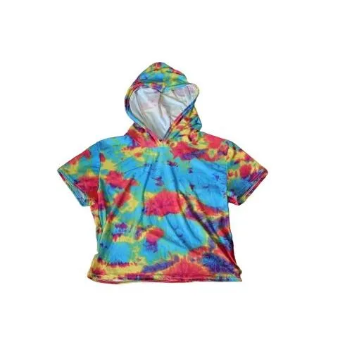 Girls tie dye shirt sleeve crop top with hood