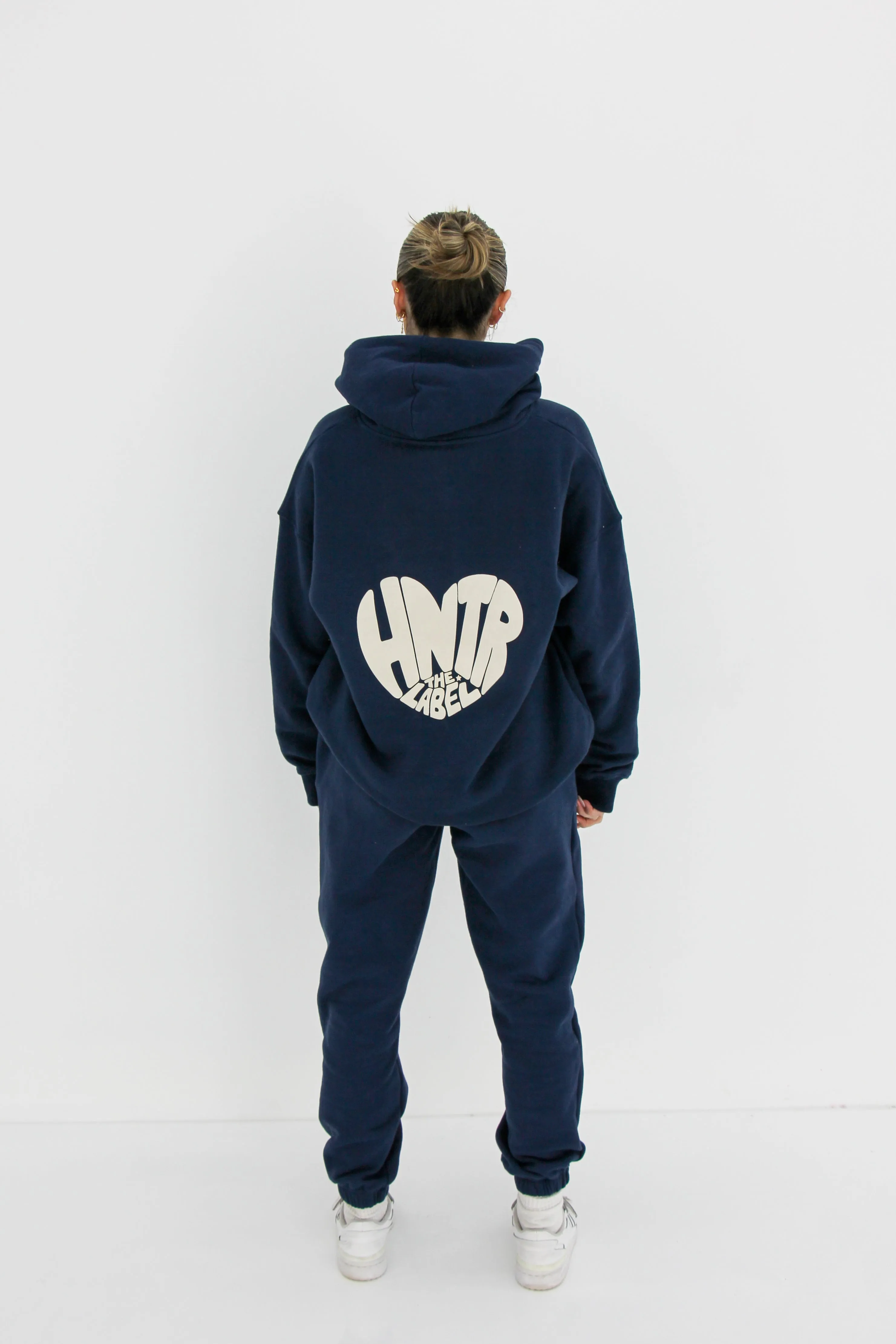 HEART PUFF HOOD: navy blue