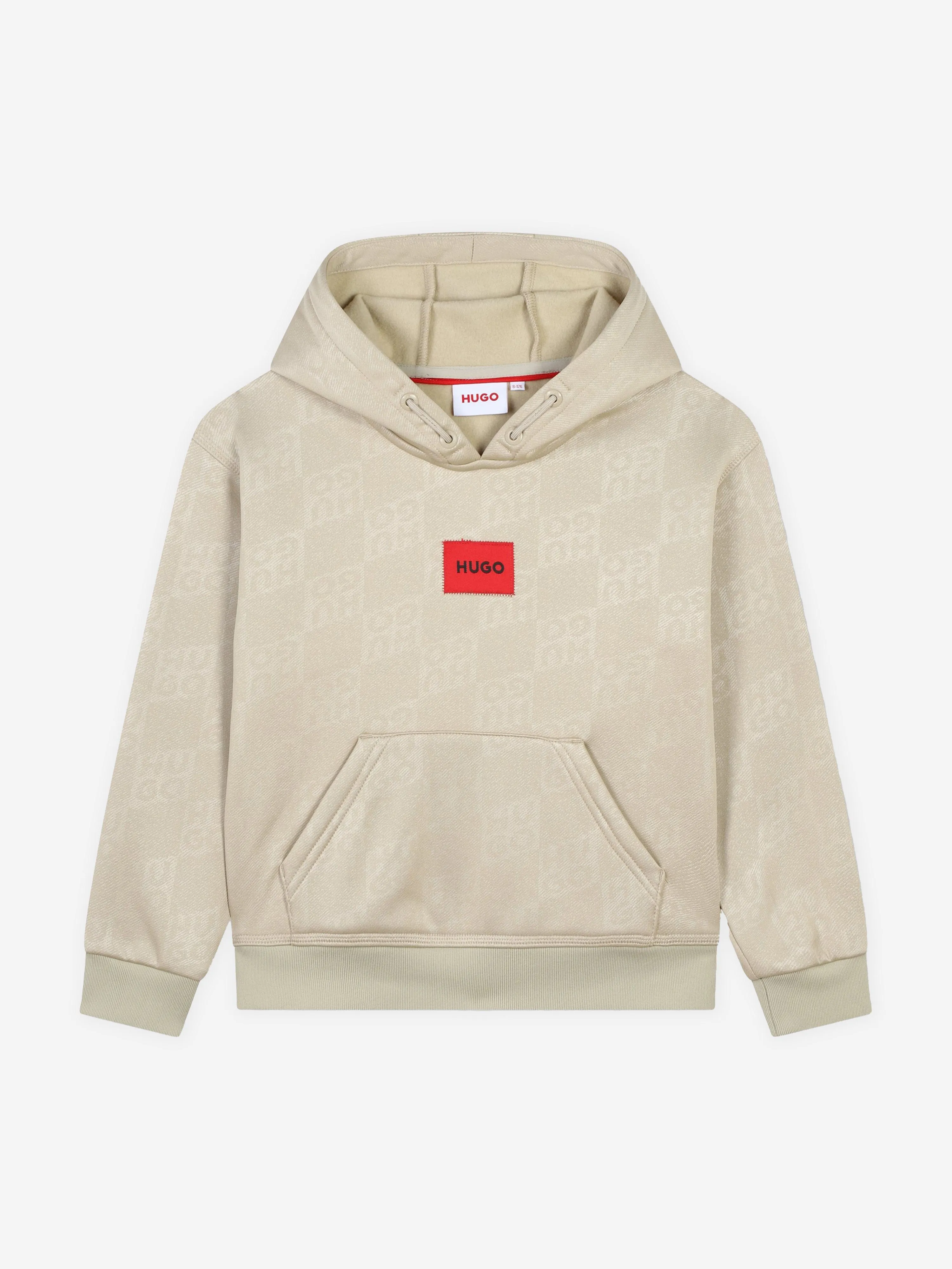 Hugo Boys Logo Hoodie in Beige