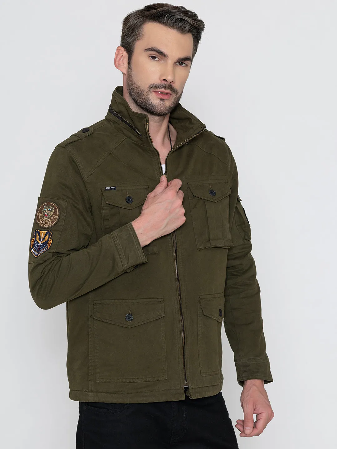 HUNTER GREEN DETACHABLE HOODED JACKET.