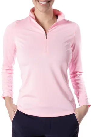 Light Pink Long Sleeve Zip Mock Polo