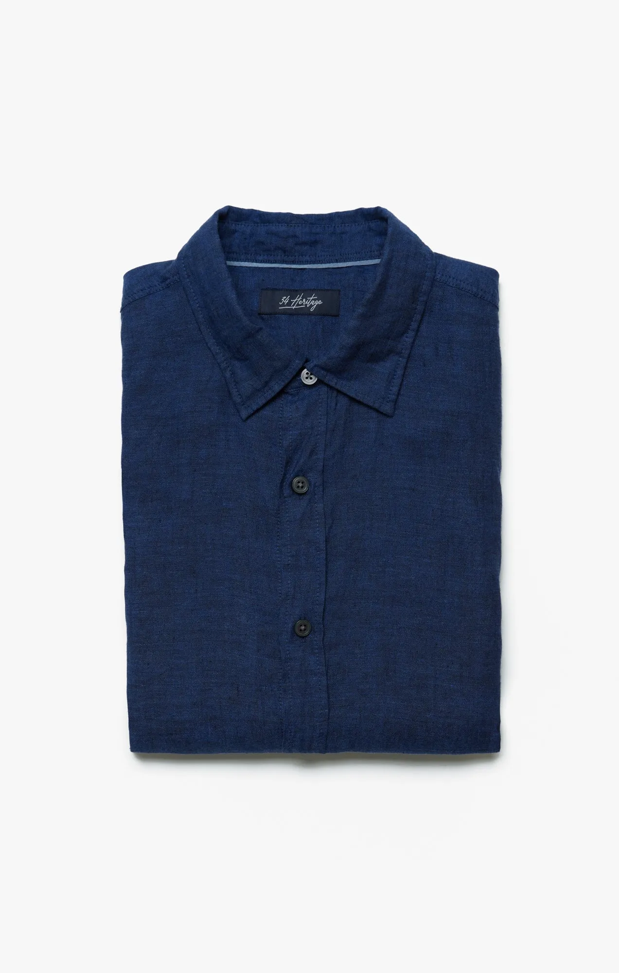 Linen Short Sleeve Shirt In Indigo