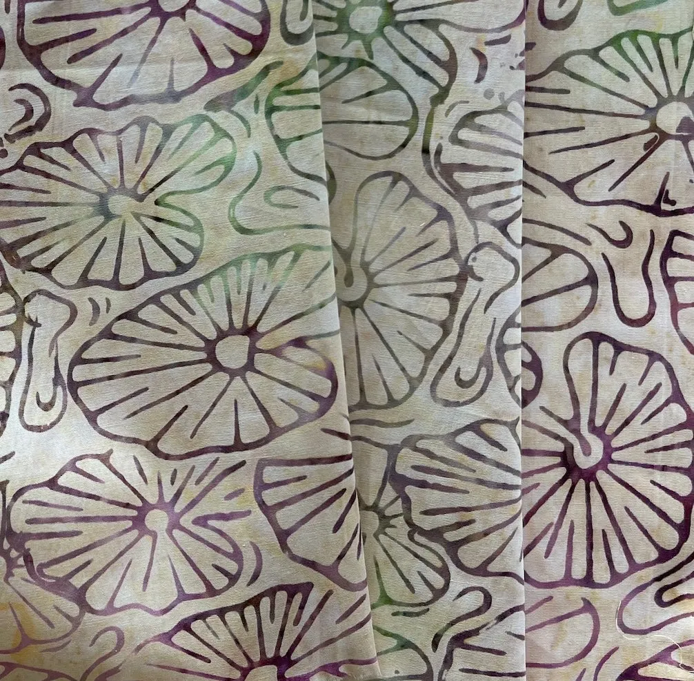 Lotus Leaves Golden Taupe Cotton Batik (Made in Indonesia)