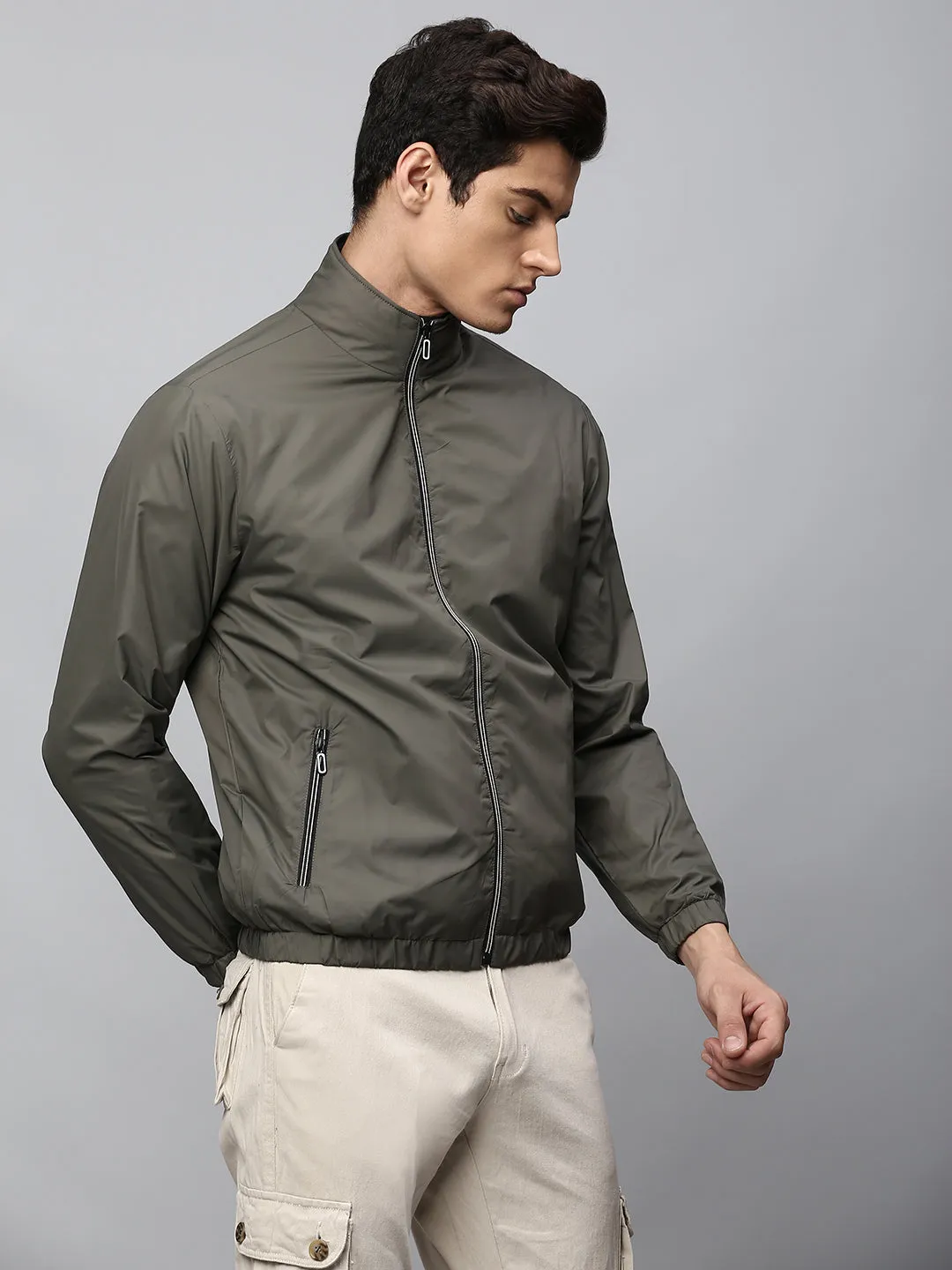 Men's Olive Regular Fit Winterwear Jackets