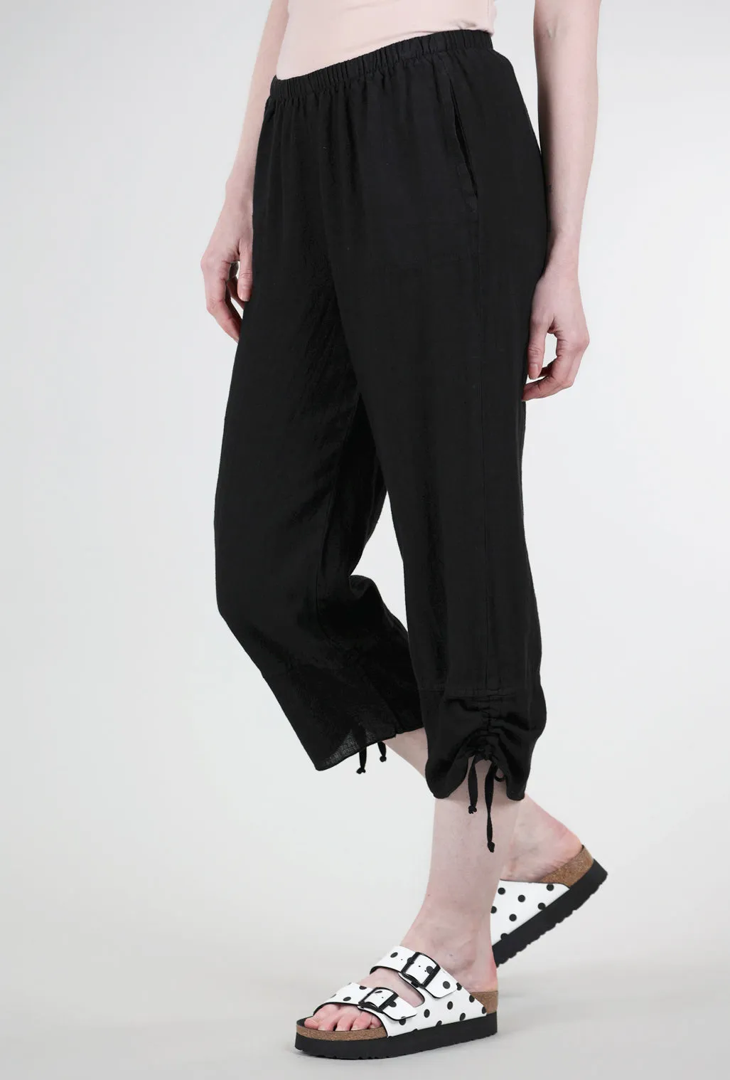 Mesh Hem Crop Pant, Black