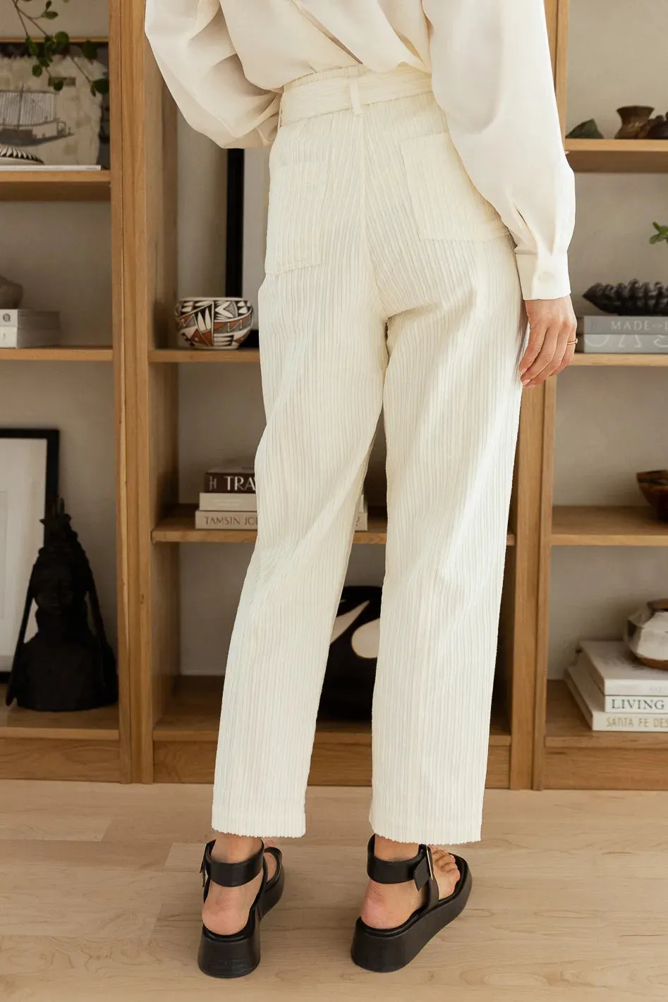 Nyra Corduroy Pants in Ivory - FINAL SALE