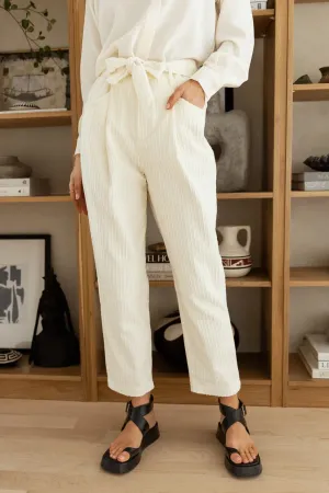 Nyra Corduroy Pants in Ivory - FINAL SALE