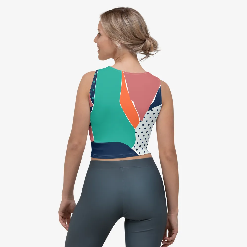 Patterned Crop Top "Collage" Orange/Teal