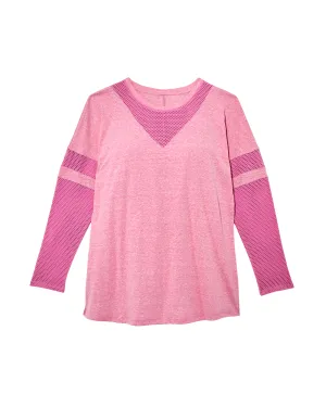 Poinsettia Tee with Mesh Detail | Pink