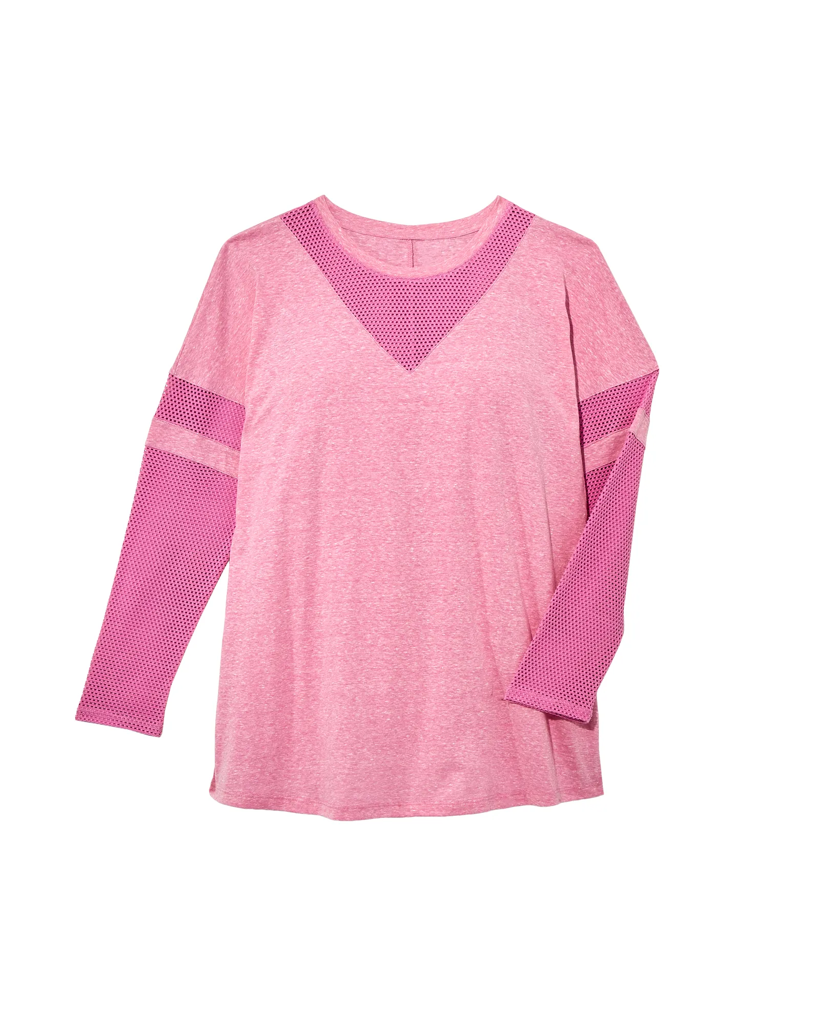 Poinsettia Tee with Mesh Detail | Pink