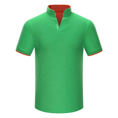 Q.E.J New 2016 Brand Solid Color Stand collar polo Shirt Summer  Men Casual Short-sleeve Slim Fit Men Polo Shirt Clothing