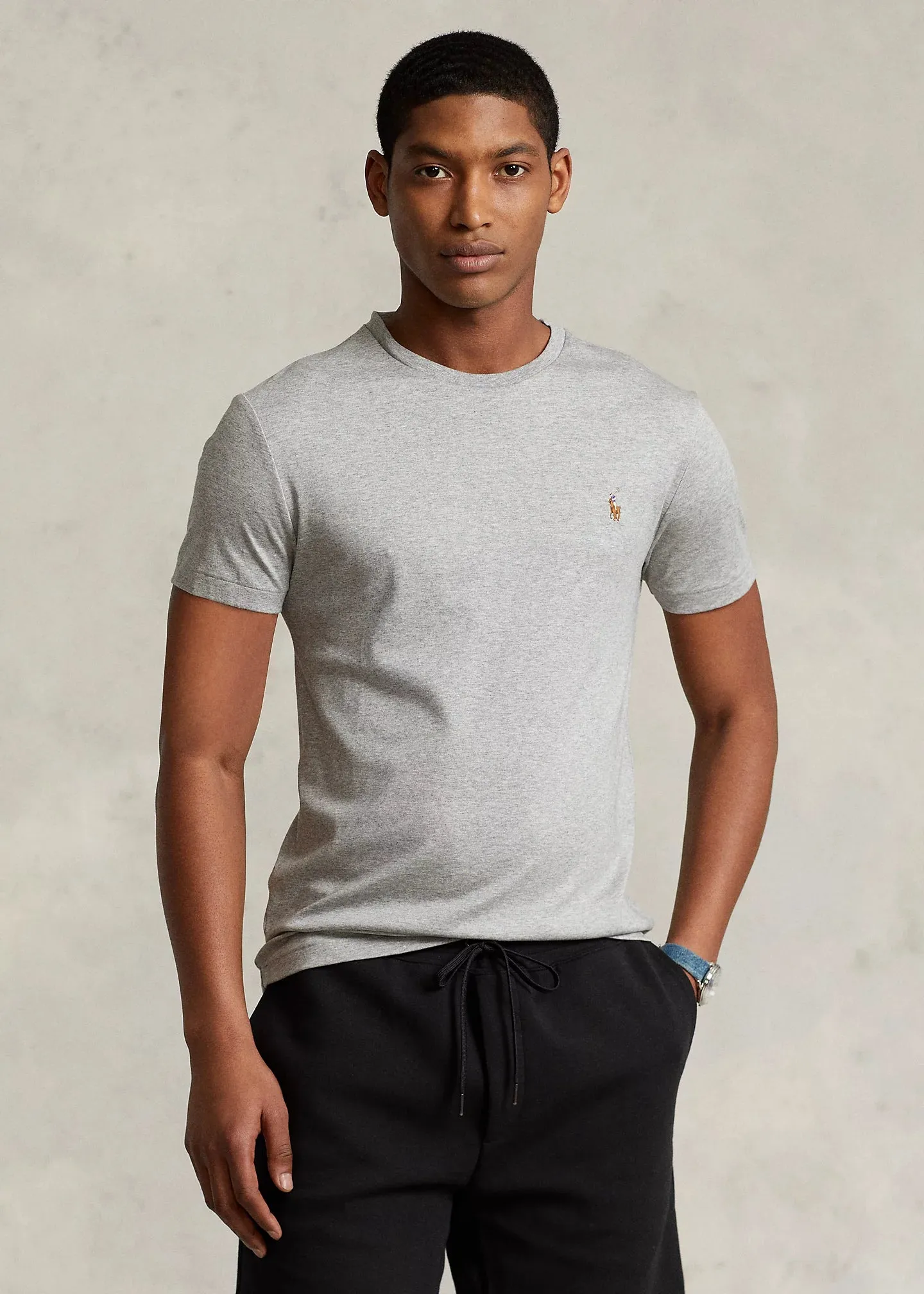 Ralph Lauren Custom Slim Fit Interlock Soft Cotton T-Shirt | Grey