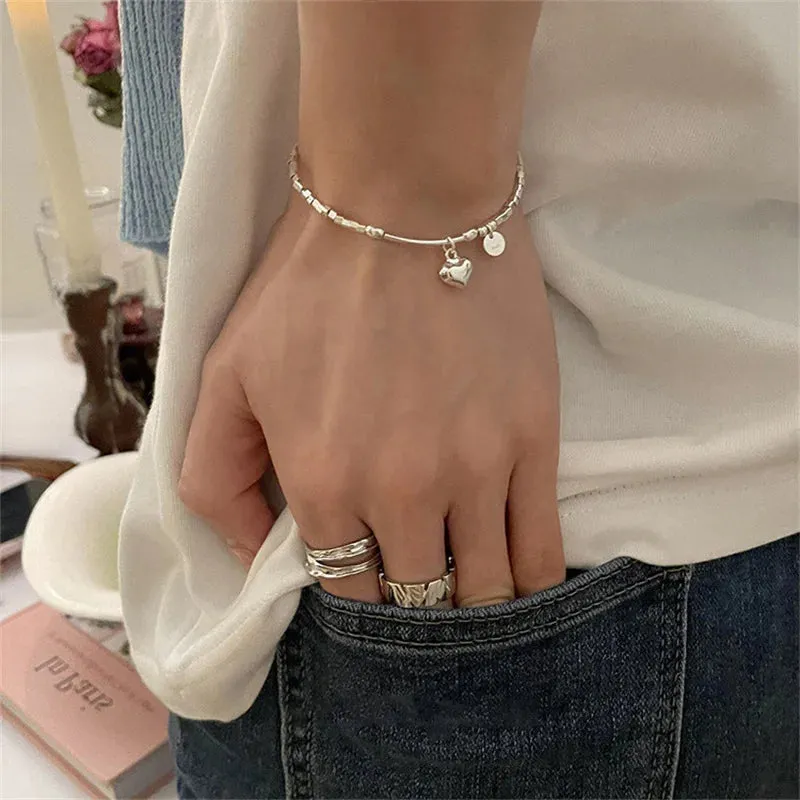 S925 Sterling Silver Simple Love Bracelet Sweet Cool Hand Decoration Geometric Square Fine Jewelry for Women Party Gifts