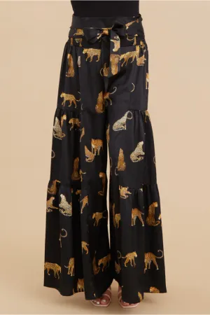 Satin Animal Print Palazzo Pants