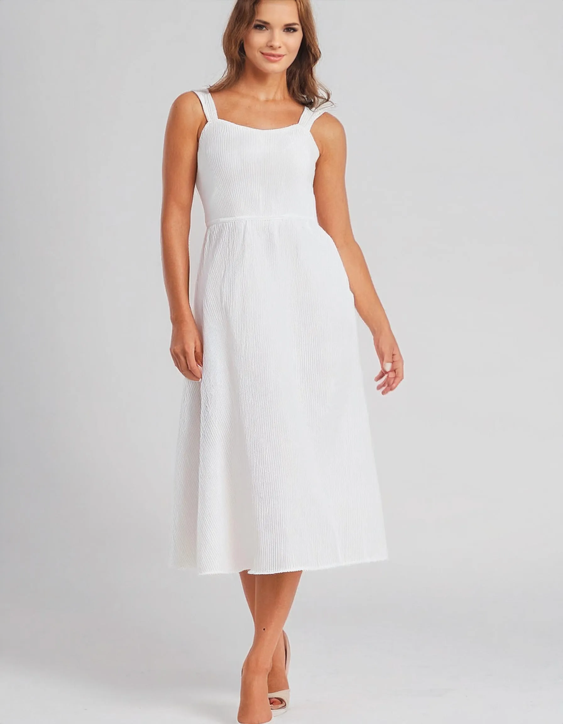 Simple White Midi Slip Dress